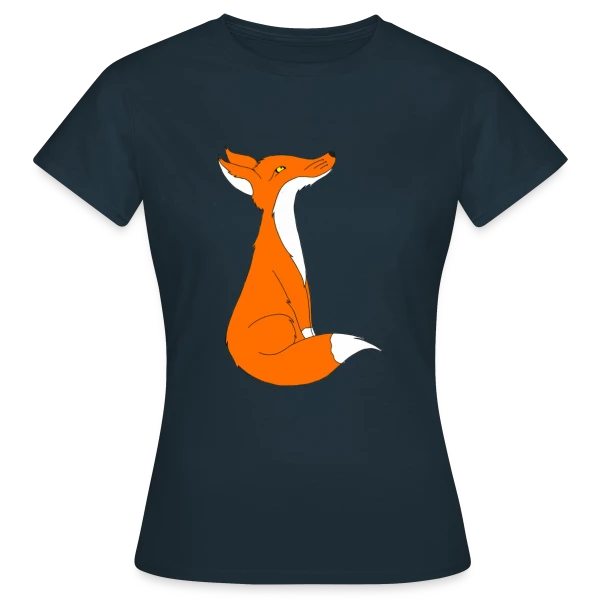 Maquette de T-shirt Femme « Renard Curieux Cartoon » à personnaliser
