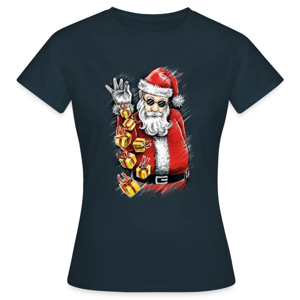 Maquette de T-shirt Femme « Père Noël Stylé et Généreux » à personnaliser