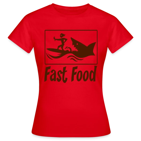 Maquette de T-shirt Femme « Fast Food : Le Plaisir de la Malbouffe Stylée » à personnaliser