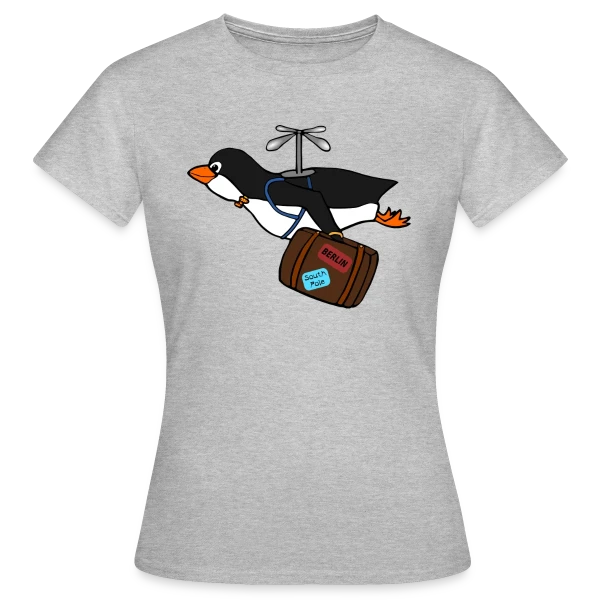 Maquette de T-shirt Femme « Pingouin Voyageur Hilarant » à personnaliser