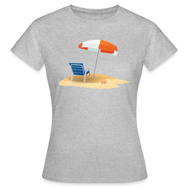 Maquette de T-shirt Femme « Parasol et Transat Plage » à personnaliser