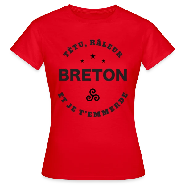 Maquette de T-shirt Femme « Breton Têtu et Râleur » à personnaliser