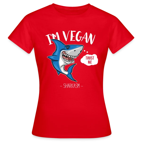 Maquette de T-shirt Femme « Requin Végétarien Humour » à personnaliser