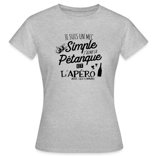 Maquette de T-shirt Femme « Pétanque & Apéro : L'Équipe Gagnante » à personnaliser