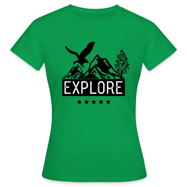 Maquette de T-shirt Femme « Aventure Montagne Aigle » à personnaliser