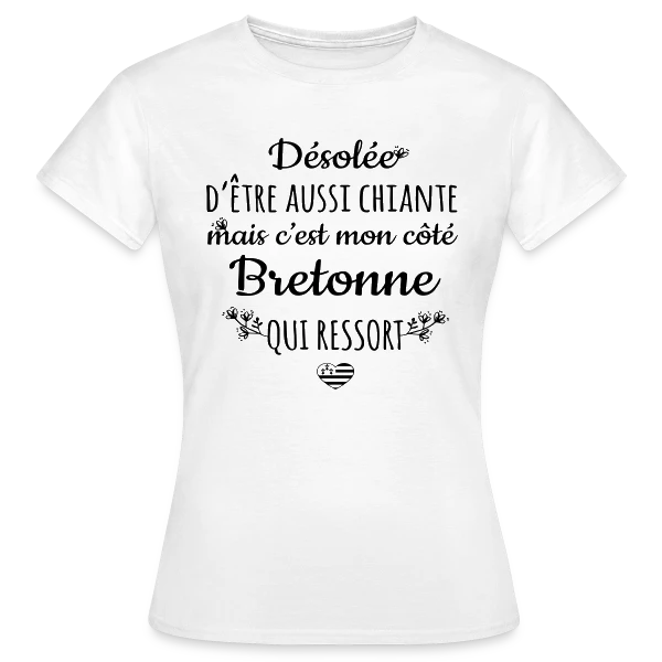 Maquette de T-shirt Femme « Mon Côté Bretonne : Fierté et Caractère Bien Trempé » à personnaliser