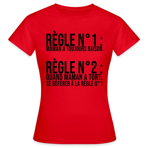 Maquette de T-shirt Femme « Maman a Toujours Raison : La Vérité Universelle ! » à personnaliser