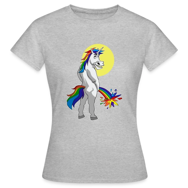 Maquette de T-shirt Femme « Licorne Pipi Arc-en-ciel » à personnaliser