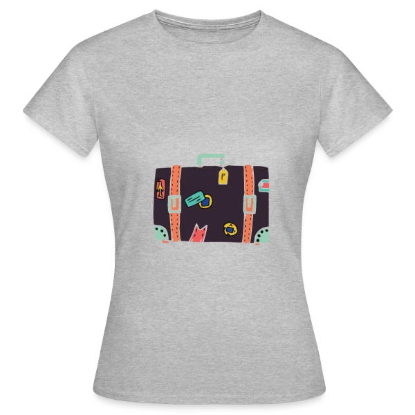 Maquette de T-shirt Femme « Valise Vintage Autocollants » à personnaliser