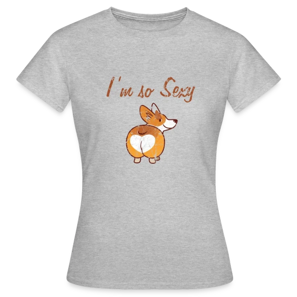 Maquette de T-shirt Femme « Corgi Sexy Coquin » à personnaliser