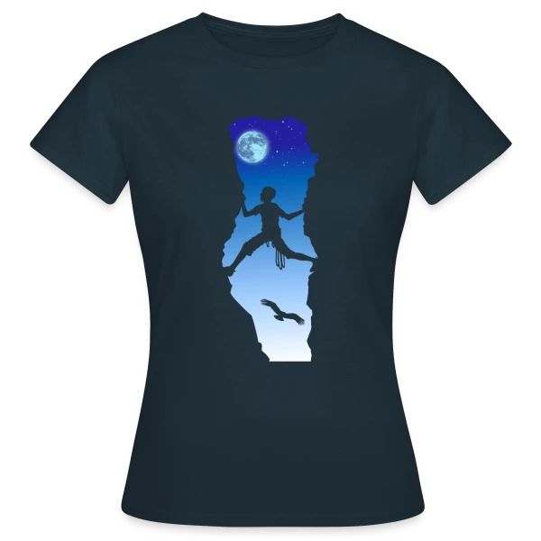 Maquette de T-shirt Femme « Grimpe Nocturne : L'Escalade Sous les Étoiles » à personnaliser