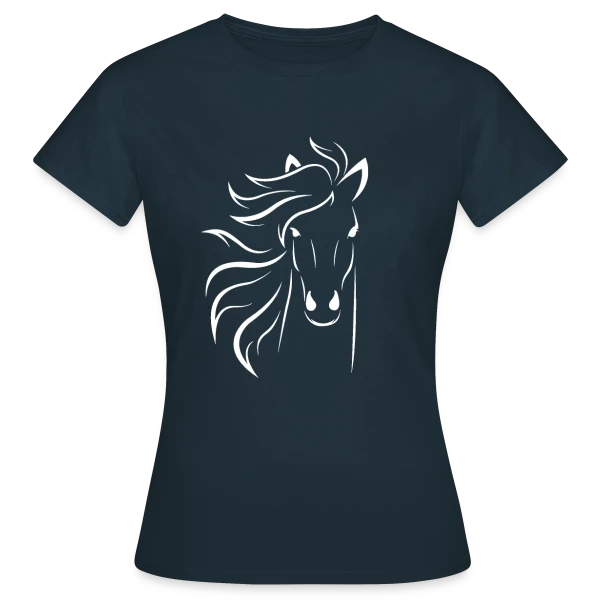 Maquette de T-shirt Femme « Silhouette Cheval Élégante » à personnaliser