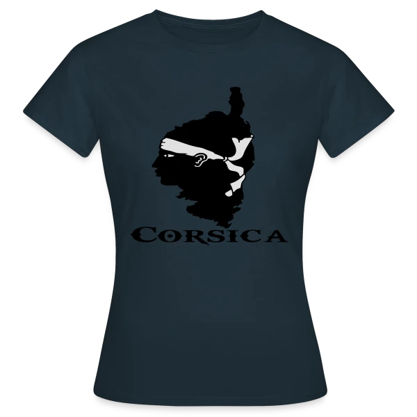 Maquette de T-shirt Femme « Carte Corse Tête de Maure » à personnaliser