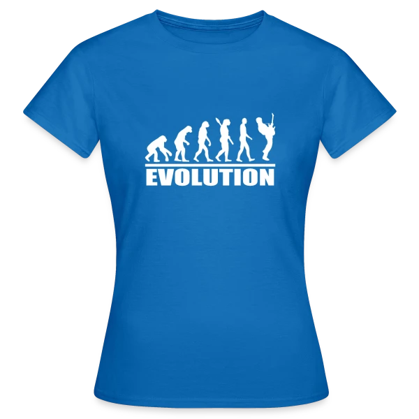 Maquette de T-shirt Femme « Guitare Évolution : La Vraie Histoire de l'Humanité » à personnaliser