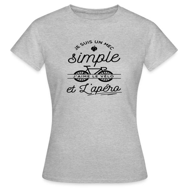 Maquette de T-shirt Femme « "Mec Simple, Vélo & Apéro" » à personnaliser
