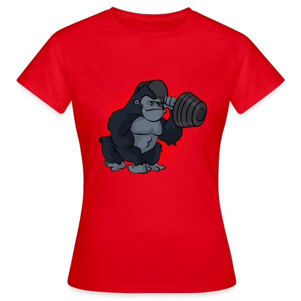 Maquette de T-shirt Femme « Gorille Musculation - Force et Humour » à personnaliser