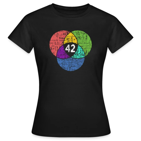 Maquette de T-shirt Femme « 42 - La Réponse Ultime Nerd & Science-Fiction » à personnaliser