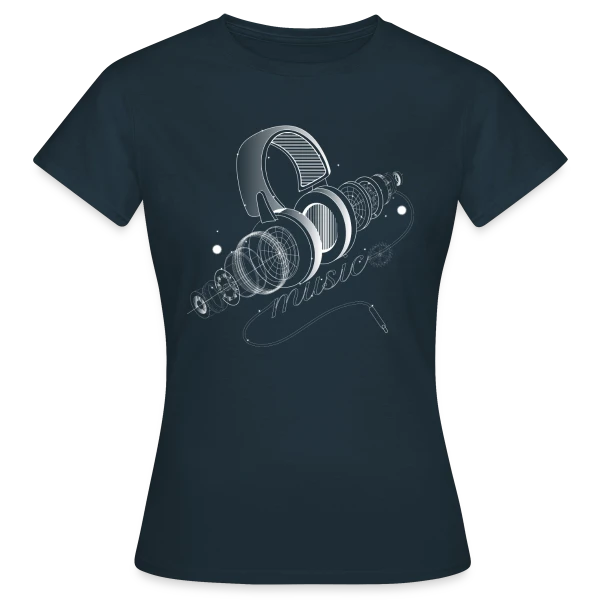 Maquette de T-shirt Femme « Casque Audio Déconstruit » à personnaliser