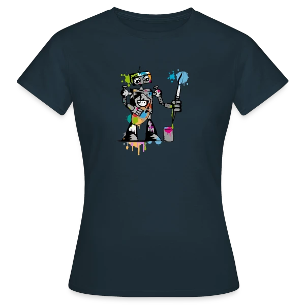 Maquette de T-shirt Femme « Le Robot Artiste au Pinceau » à personnaliser