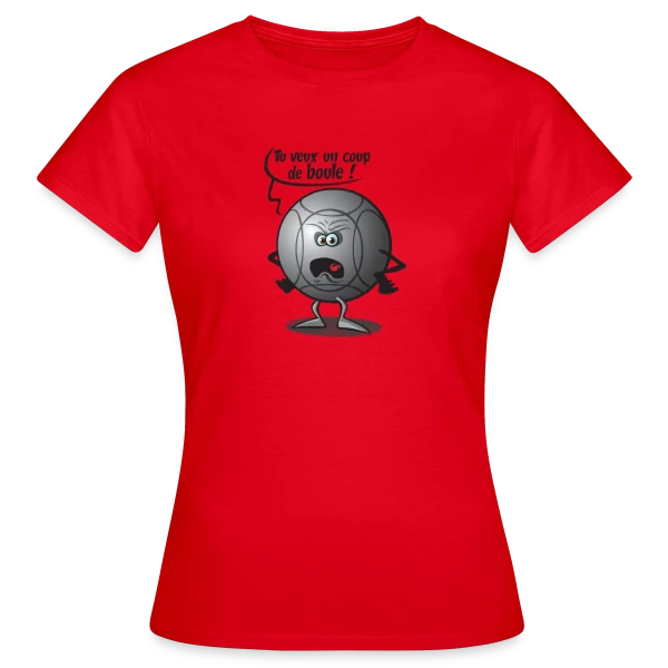Maquette de T-shirt Femme « Le Coup de Boule Gagnant à la Pétanque » à personnaliser