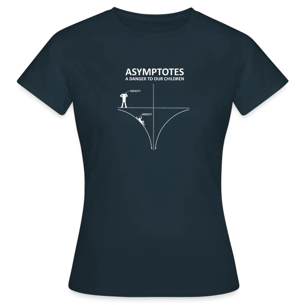Maquette de T-shirt Femme « Asymptotes - Danger pour les Enfants! Prof de Maths Nerd » à personnaliser
