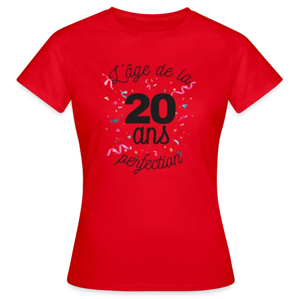 Maquette de T-shirt Femme « 20 Ans : L'Âge de la Perfection » à personnaliser