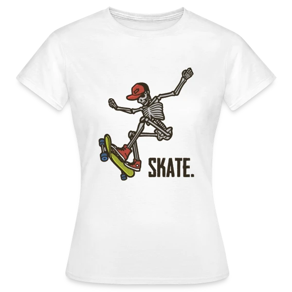 Maquette de T-shirt Femme « Skate Squelette Fun » à personnaliser