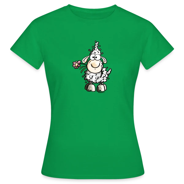 Maquette de T-shirt Femme « Adorable Mouton Gourmand - Fleur et Humour » à personnaliser