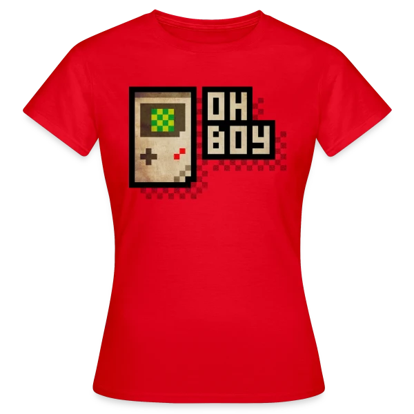 Maquette de T-shirt Femme « Console Rétro-Gaming Oh Boy ! - Pixel Art 90s » à personnaliser