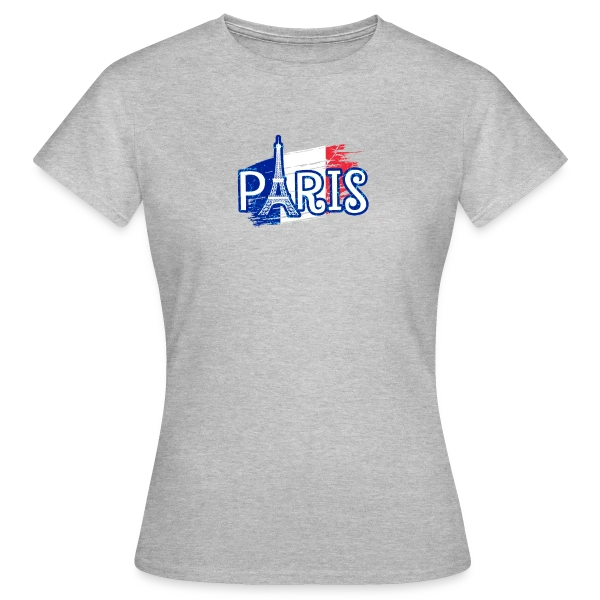 Maquette de T-shirt Femme « Paris Tour Eiffel Drapeau » à personnaliser