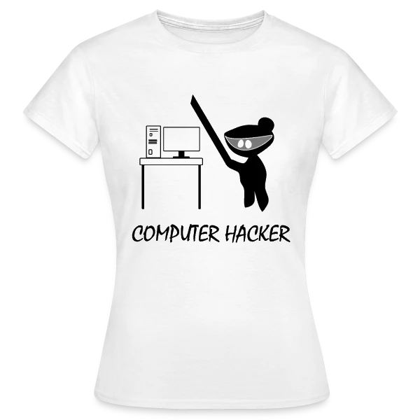 Maquette de T-shirt Femme « Codeur Ninja | Humour Hacker » à personnaliser