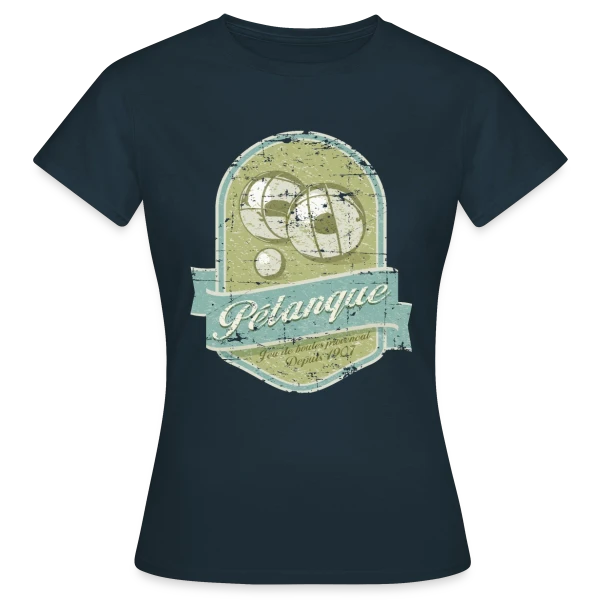 Maquette de T-shirt Femme « Pétanque Rétro Chic » à personnaliser