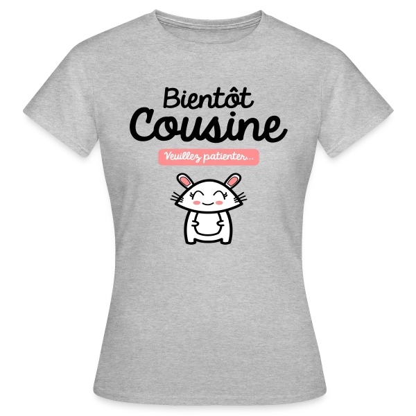 Maquette de T-shirt Femme « Bientôt Cousine : Annonce Mignonne » à personnaliser