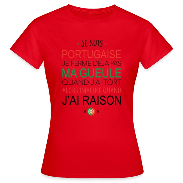 Maquette de T-shirt Femme « Portugaise : Ma Voix Compte, Toujours Raison ! » à personnaliser