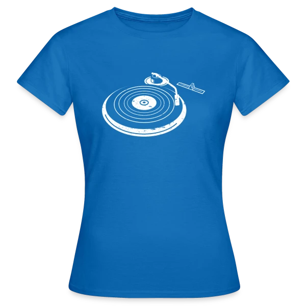 Maquette de T-shirt Femme « Platine Vinyle DJ Rétro » à personnaliser