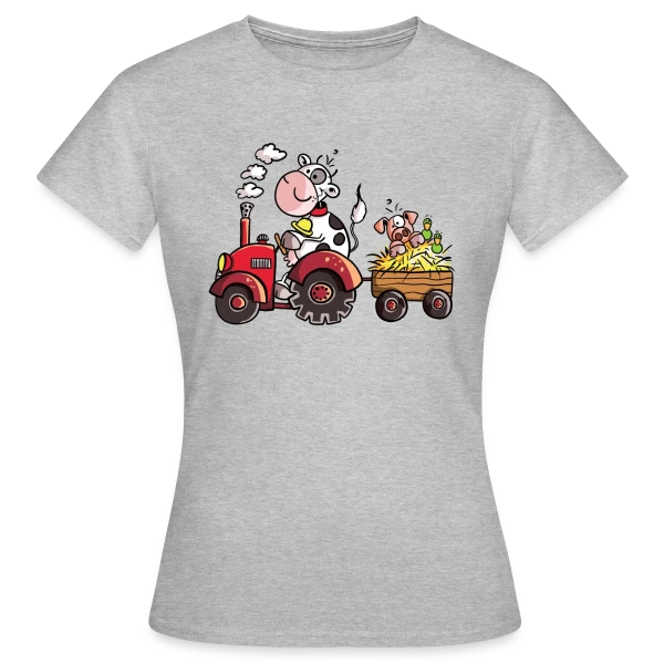 Maquette de T-shirt Femme « La Vache au Volant, le Cochon à Bord - T-shirt Agricole Fun » à personnaliser