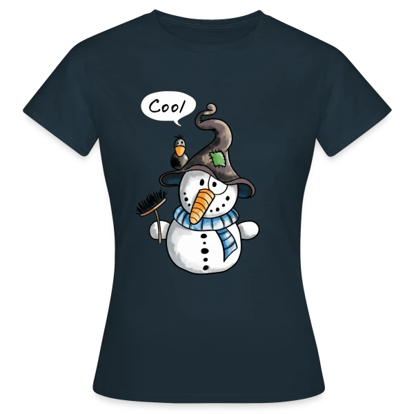 Maquette de T-shirt Femme « Bonhomme de Neige Rigolo - Hiver Enchanté » à personnaliser