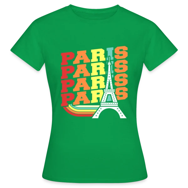 Maquette de T-shirt Femme « Paris Rétro Ondulé » à personnaliser