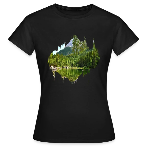 Maquette de T-shirt Femme « Paysage Naturel Abstrait Effet Splash » à personnaliser