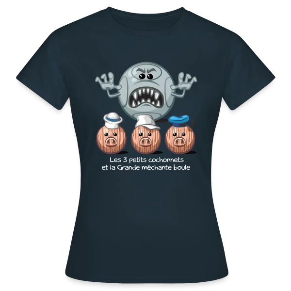 Maquette de T-shirt Femme « Les 3 petits cochons » à personnaliser