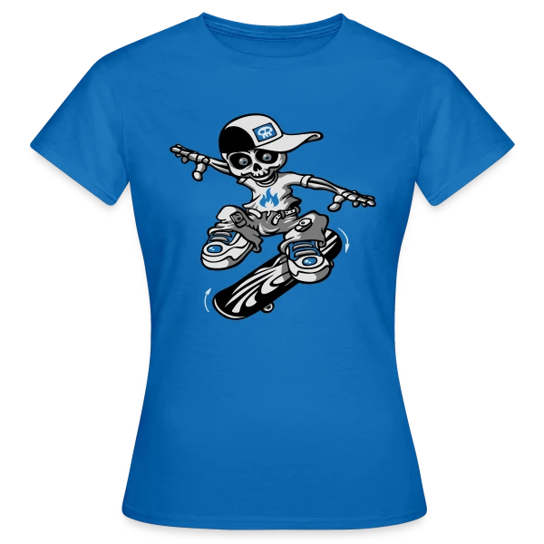 Maquette de T-shirt Femme « Squelette Skateur : Le Rider de l'Au-delà » à personnaliser