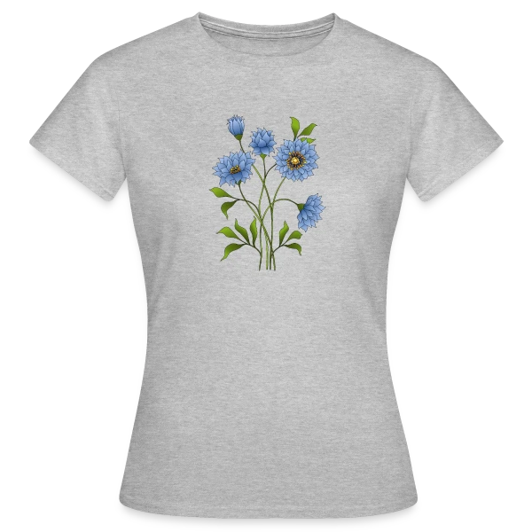 Maquette de T-shirt Femme « Éclat Floral Bleu » à personnaliser