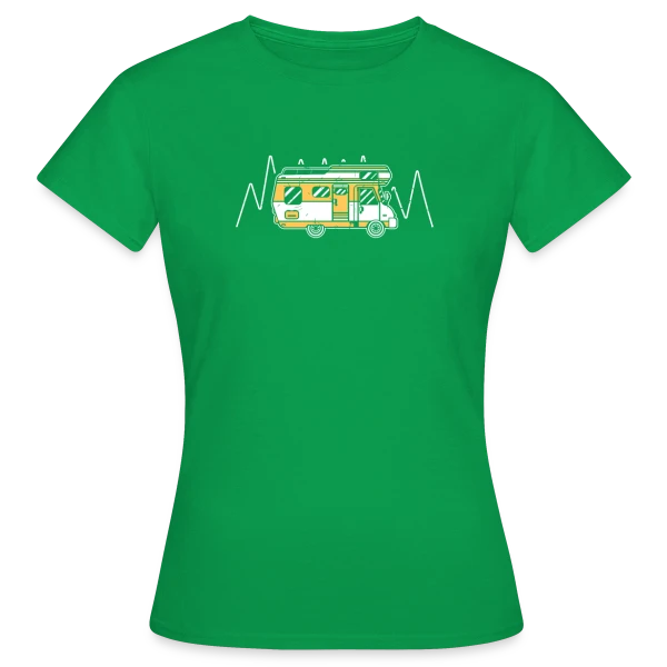 Maquette de T-shirt Femme « Esprit Camping et Aventure » à personnaliser