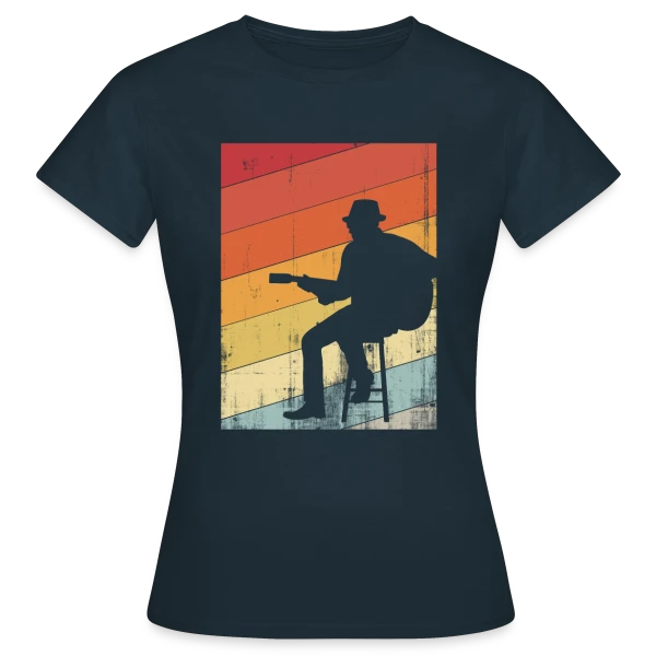Maquette de T-shirt Femme « Guitariste Jazz Rétro » à personnaliser
