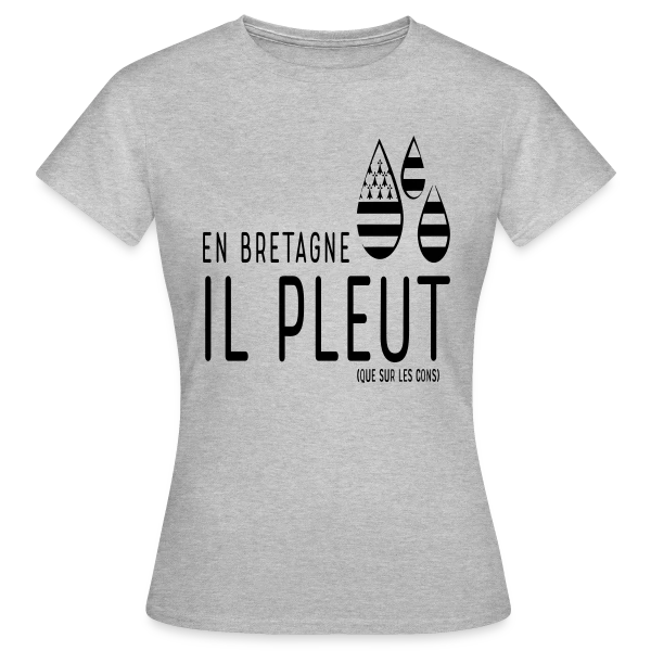 Maquette de T-shirt Femme « Bretagne Pluie Humour » à personnaliser