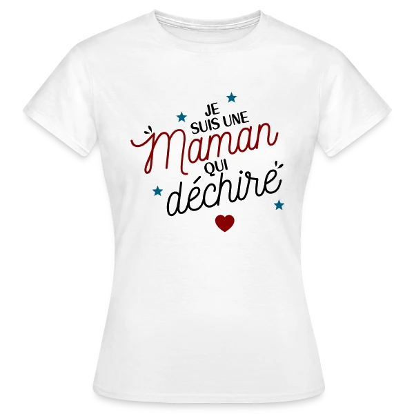 Maquette de T-shirt Femme « Maman qui déchire » à personnaliser