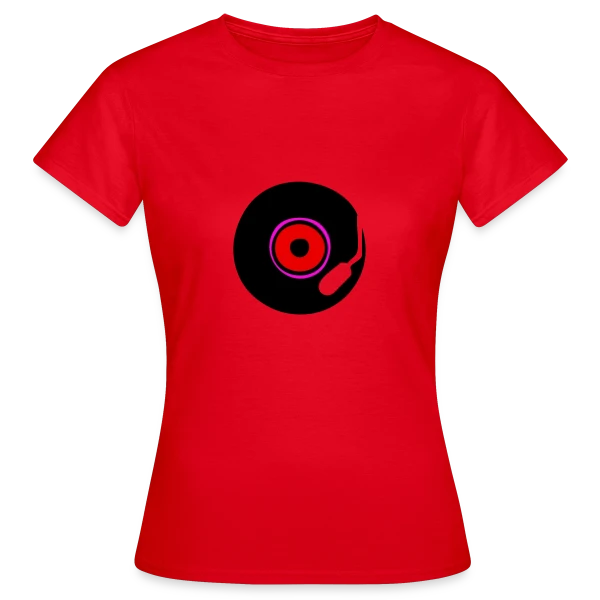 Maquette de T-shirt Femme « Disque Vinyle Old School 80s » à personnaliser