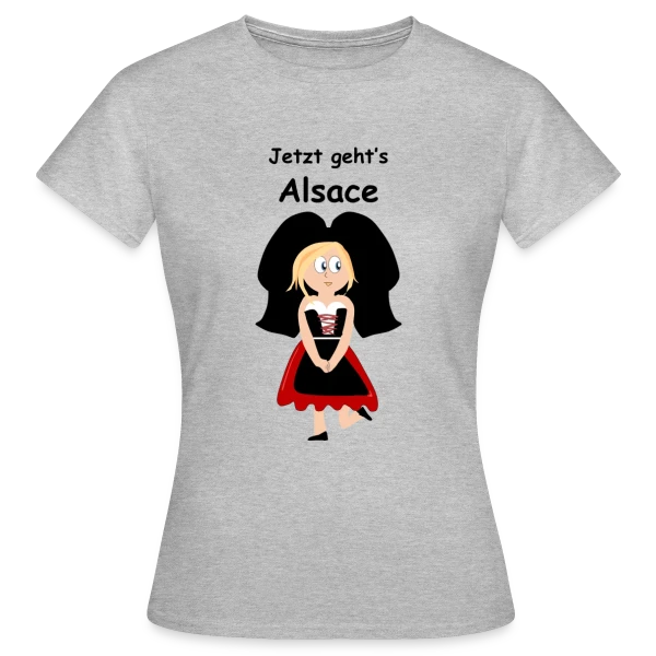 Maquette de T-shirt Femme « Alsacienne Traditionnelle Joyeuse » à personnaliser