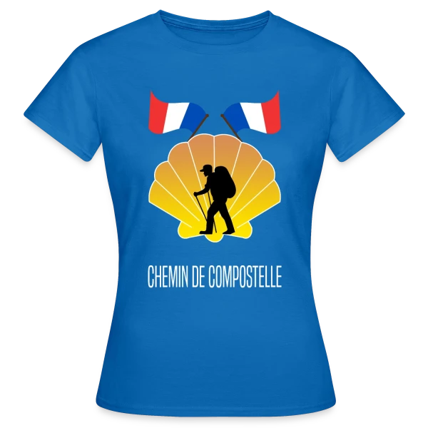 Maquette de T-shirt Femme « Chemin de Compostelle: La Randonnée Spirituelle du Pèlerin » à personnaliser