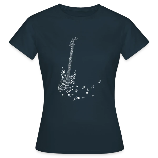 Maquette de T-shirt Femme « Guitare et Notes Volantes : La Musique en Liberté » à personnaliser
